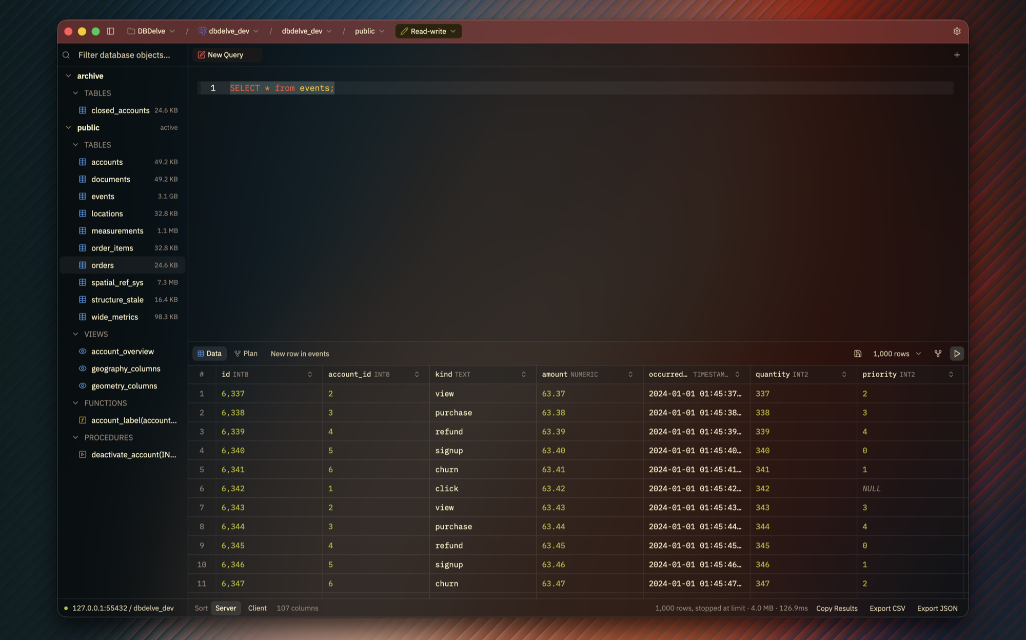 dbdelve screenshot 1