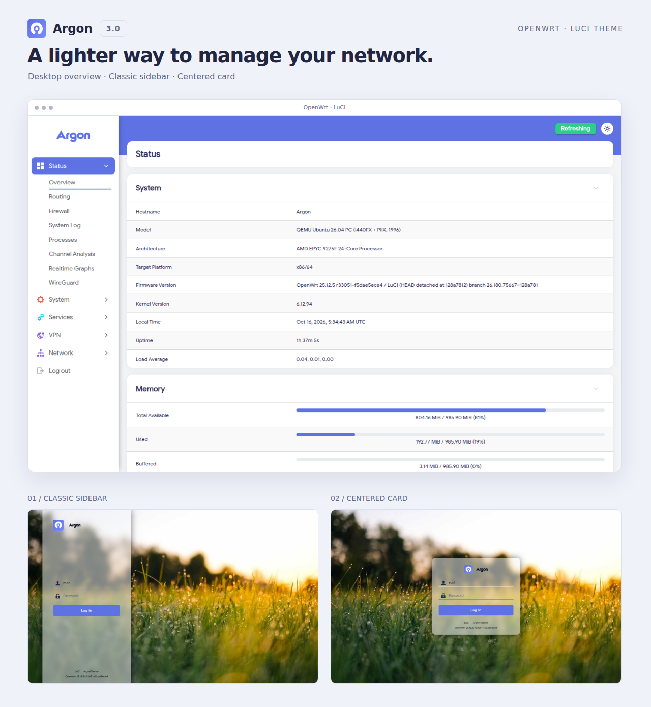 luci-theme-argon screenshot 2