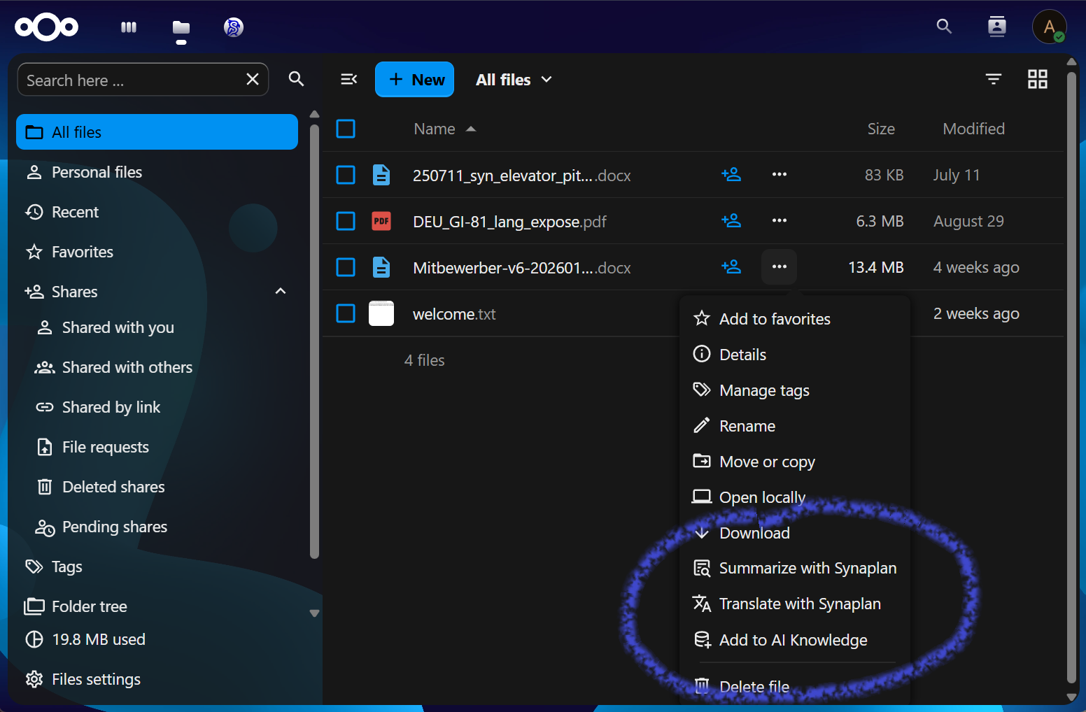 synaplan-nextcloud screenshot 1